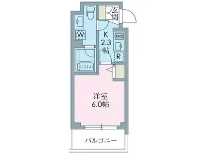 HF八王子レジデンス(1K/6階)の間取り写真