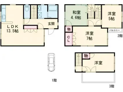 阪和線 和泉府中駅 徒歩16分 2階建 築31年(4LDK)の間取り写真