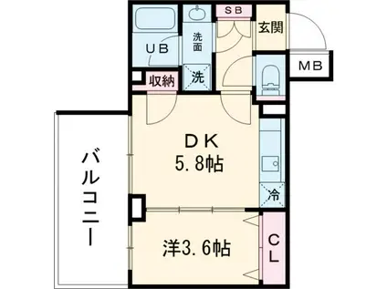 ジェノヴィア京成立石Ⅴ(1DK/2階)の間取り写真