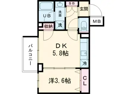 ジェノヴィア京成立石Ⅴ(1DK/5階)の間取り写真