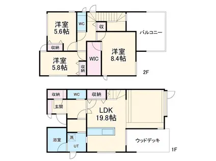 名古屋市桜通線 鳴子北駅 徒歩6分 2階建 築2年(3LDK)の間取り写真