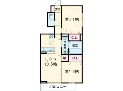 ガーネット Ⅱ(2LDK/1階)の間取り写真