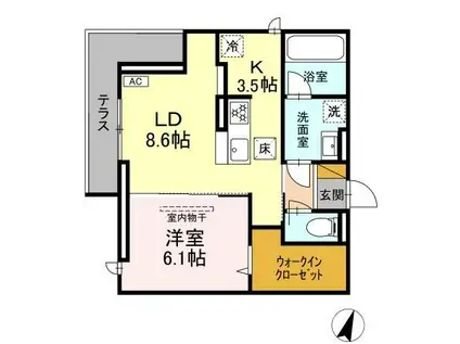 リシェスみのり台 A棟(1LDK/1階)の間取り写真