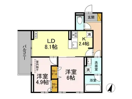 リシェスみのり台 A棟(2LDK/3階)の間取り写真