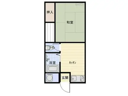 片羽コーポ(ワンルーム/2階)の間取り写真