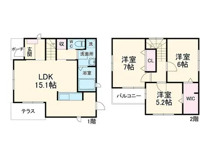 名鉄犬山線 布袋駅 徒歩4分 2階建 築1年(3LDK)の間取り写真