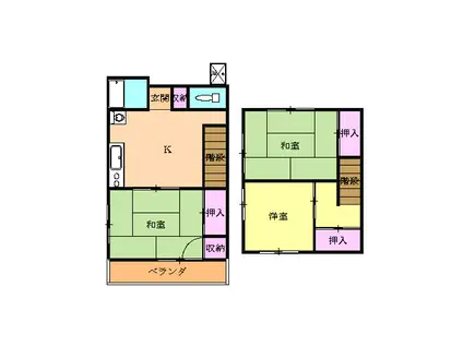 テラスハウス北館(3DK)の間取り写真