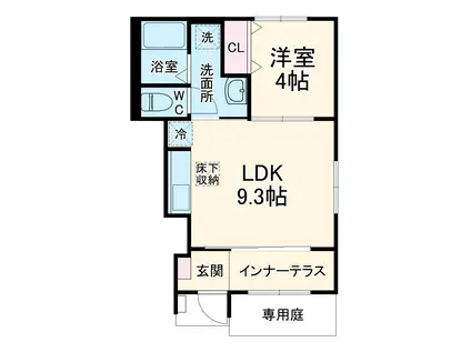 総武・中央緩行線 東船橋駅 徒歩19分 2階建 築1年(1LDK/1階)の間取り写真