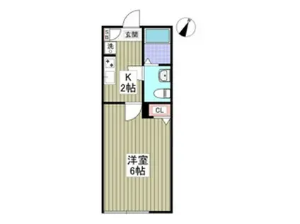 HALE伊勢原(1K/1階)の間取り写真