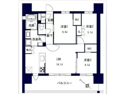 センチュリー千葉みなと(3LDK/8階)の間取り写真