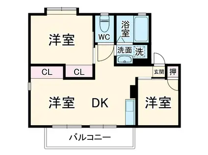 セジュールながね(2DK/1階)の間取り写真