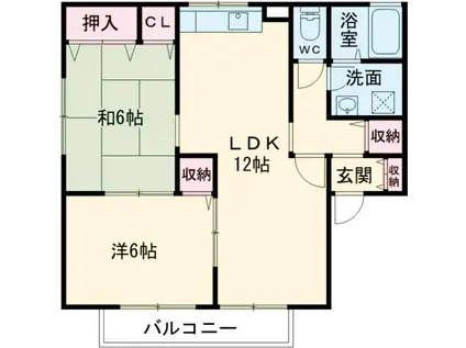 プレーヌ陽東B棟(2LDK/1階)の間取り写真