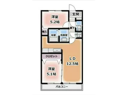 グランコートⅡ(2LDK/2階)の間取り写真