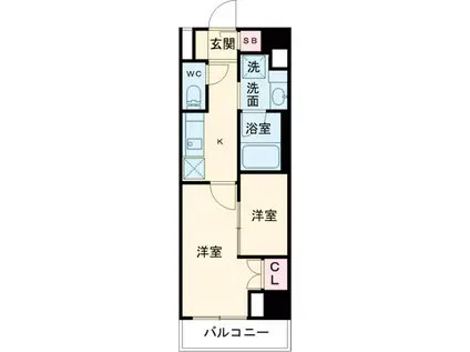 ガリシア竹ノ塚(1K/2階)の間取り写真