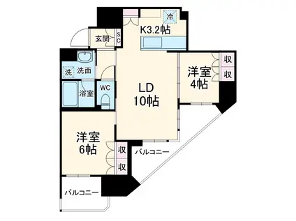 リリーゼ南浦和ウエスト(2LDK/9階)の間取り写真