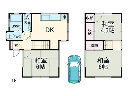 東武伊勢崎・大師線 せんげん台駅 徒歩15分 2階建 築54年(3DK)の間取り写真