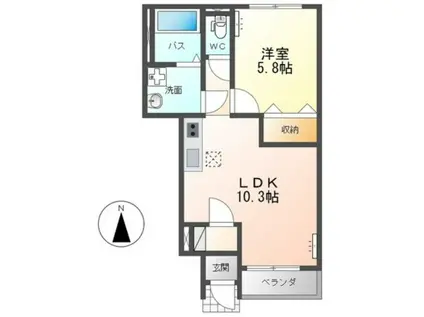 エバーハイムⅡ(1LDK/1階)の間取り写真