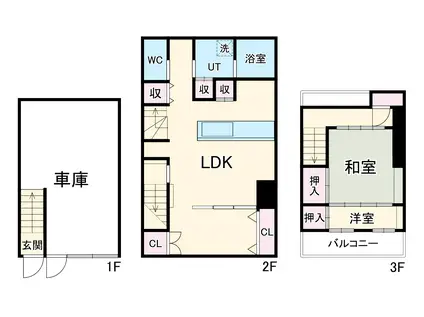 名鉄名古屋本線 名鉄岐阜駅 徒歩15分 3階建 築58年(2LDK)の間取り写真