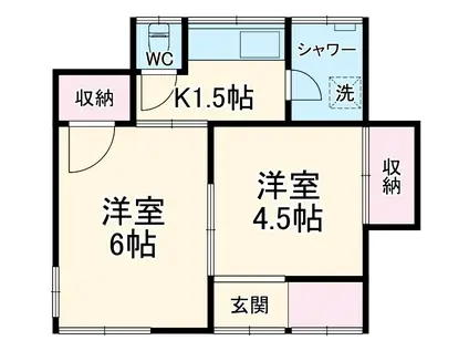 ひまわりハイツ(2K/1階)の間取り写真