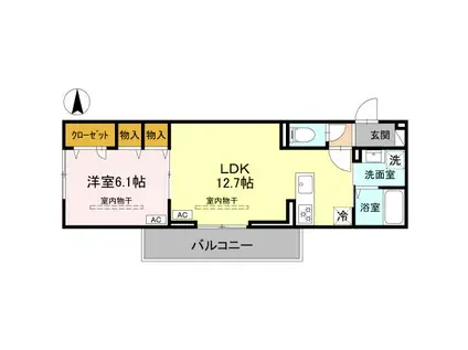シャトー SANA(1LDK/2階)の間取り写真