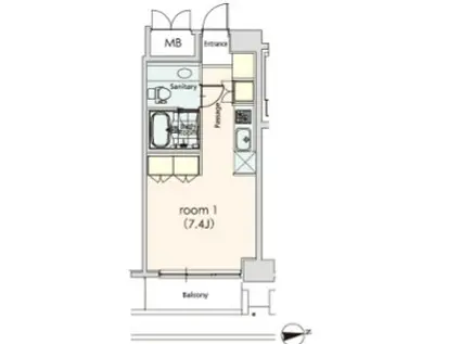 カスタリア芝公園(ワンルーム/9階)の間取り写真