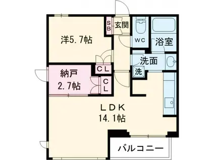 フレンシア玉川田園調布(1SLDK/2階)の間取り写真
