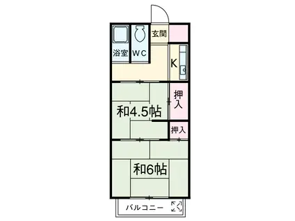 祥南ハウス(2K/1階)の間取り写真