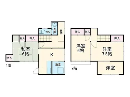 秩父鉄道本線 御花畑駅 徒歩9分 2階建 築62年(3DK)の間取り写真