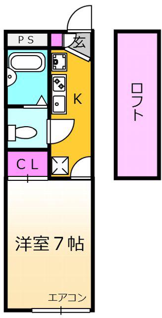 レオパレス穂風(1K/2階)の間取り写真