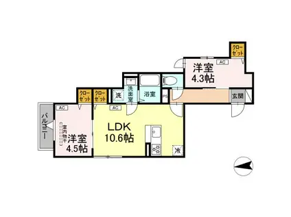 セレスティア六町Ⅲ(2LDK/3階)の間取り写真