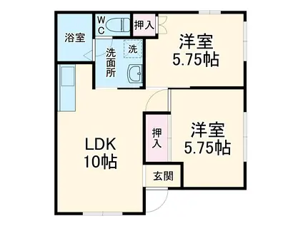 フラワーハイツ(2LDK/1階)の間取り写真