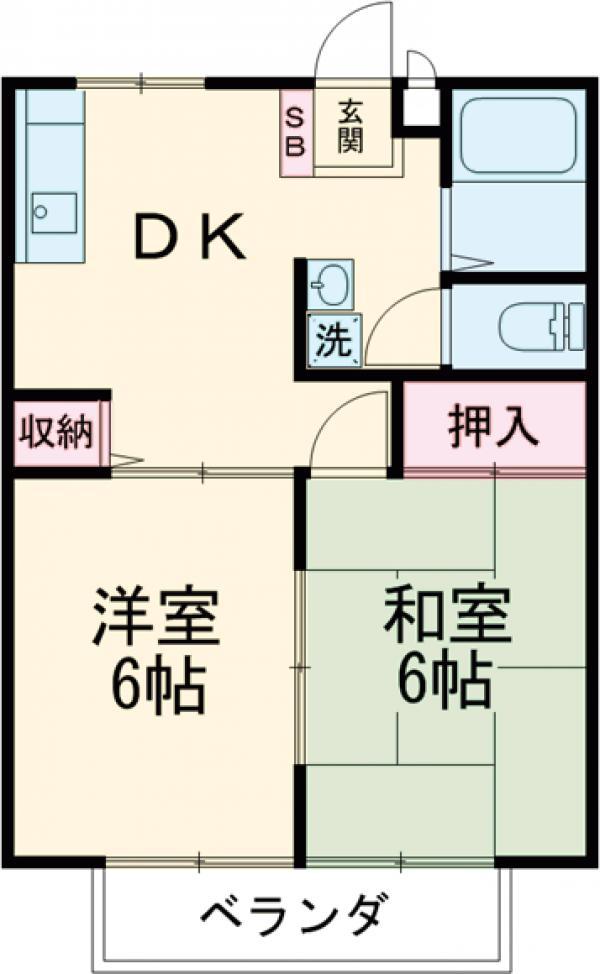 クレールハイム(2DK/2階)の間取り写真