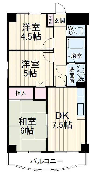 東川口ガーデンプラザ壱番館 3階階 間取り