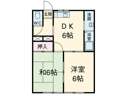 ベルコリーヌ B棟(2DK/2階)の間取り写真