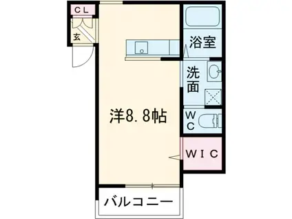 WOODYCHALEUR(ワンルーム/1階)の間取り写真