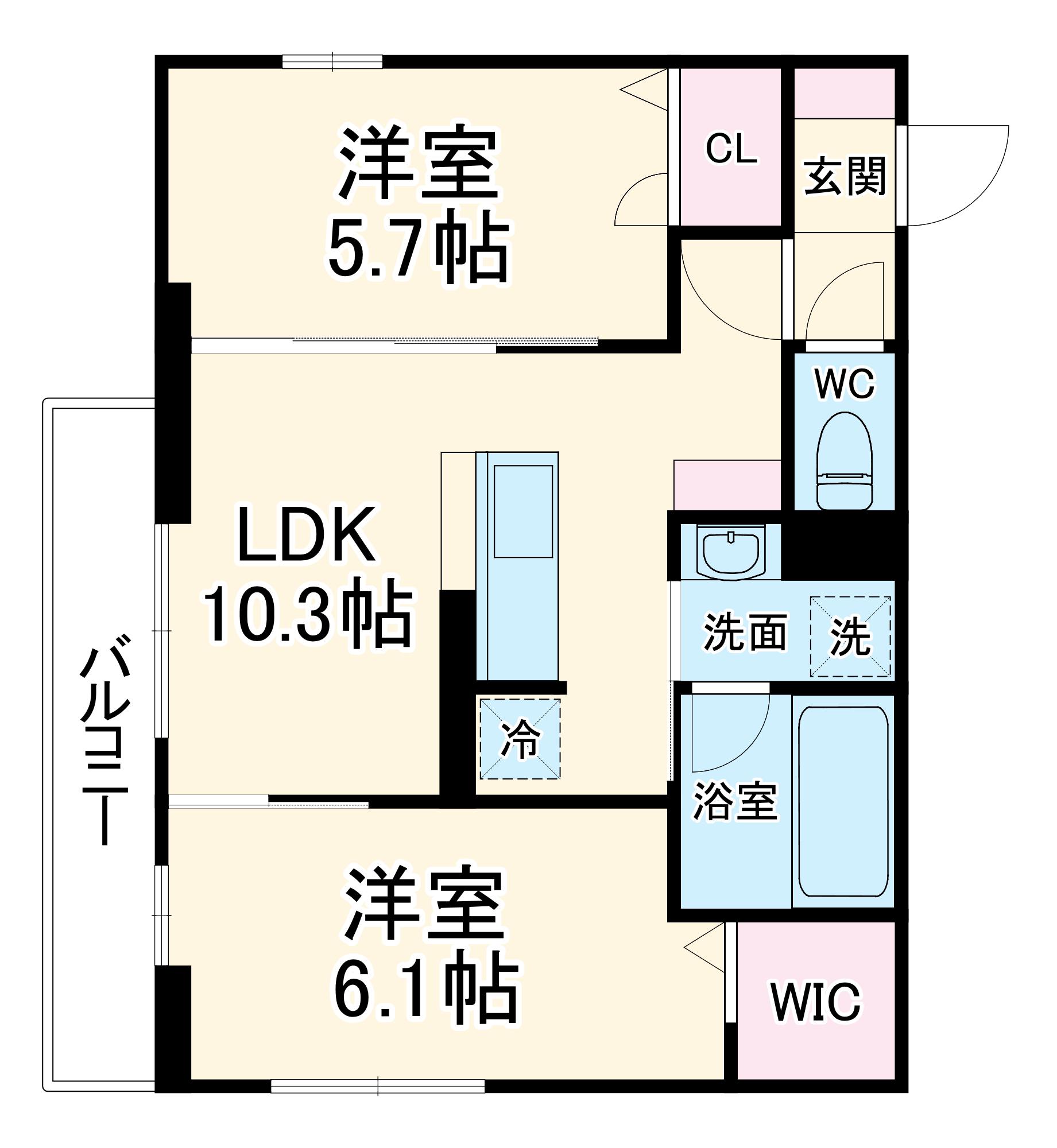 エスペリア相模が丘5丁目(2LDK/3階)の間取り写真