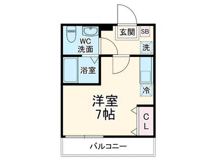 QUIET CRAB HOUSE 溝ノ口D号棟(ワンルーム/2階)の間取り写真