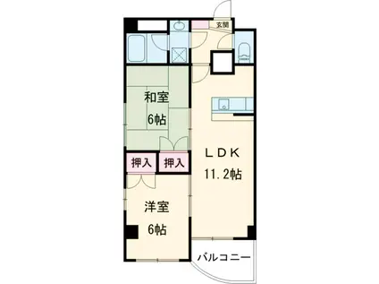 TWINVILLA B棟(2LDK/4階)の間取り写真