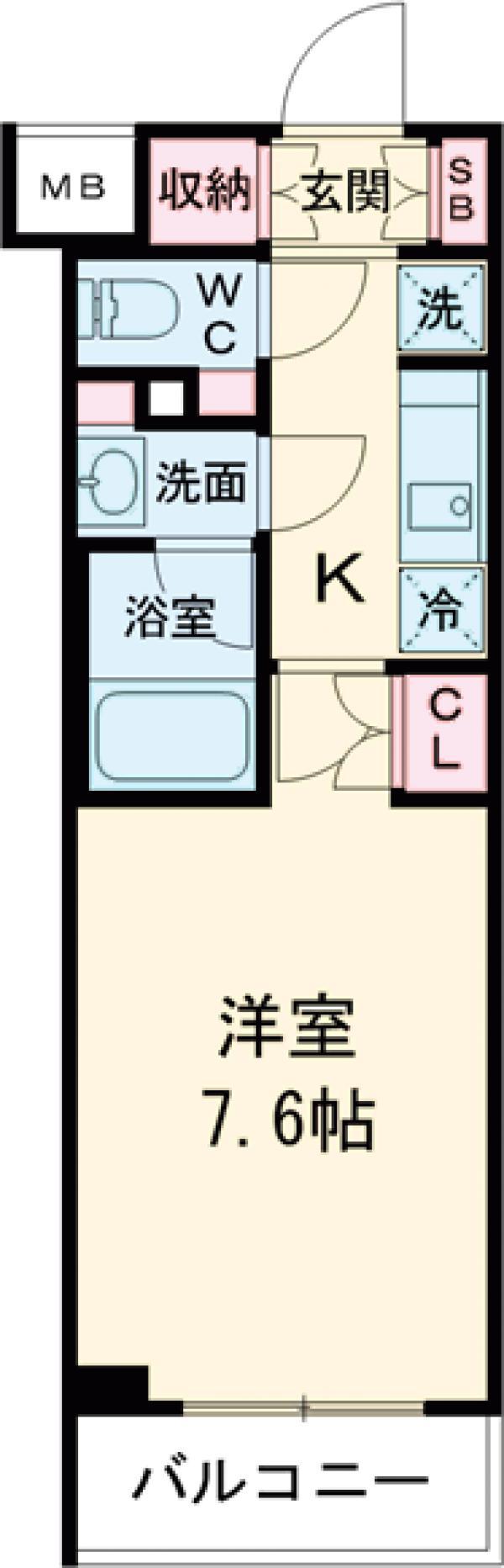 ラティエラ中野新井(1K/6階)の間取り写真