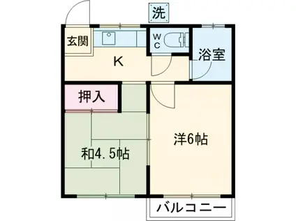 コーポ井上(2K/2階)の間取り写真