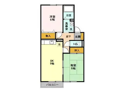 セジュール・ナカ(2DK/2階)の間取り写真