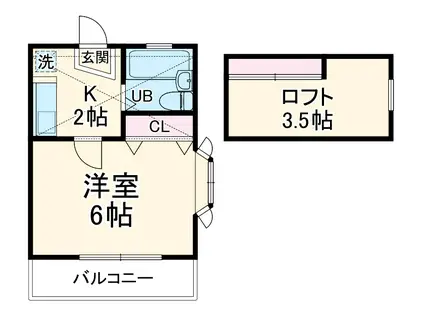 寺尾台コーポ21(1K/2階)の間取り写真