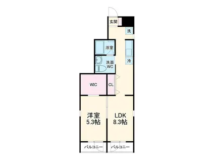 サンモールG・TⅡ(1LDK/2階)の間取り写真