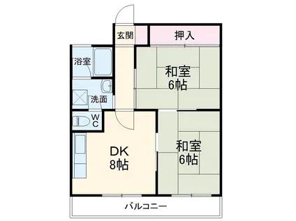 ロイヤルコーポ(2DK/6階)の間取り写真