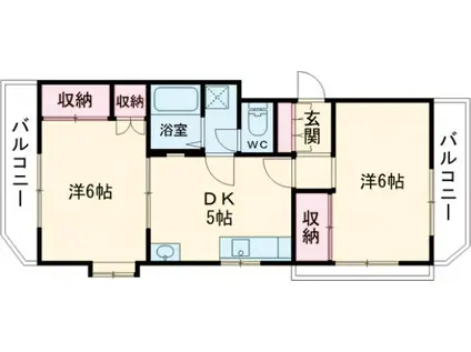 ランドハイム(2DK/1階)の間取り写真