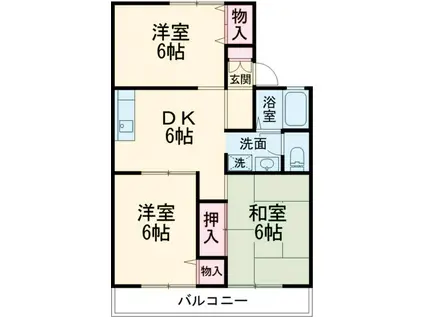 クレールA(3DK/2階)の間取り写真