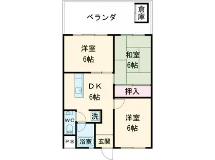 仁平フラッツ(3DK/2階)の間取り写真