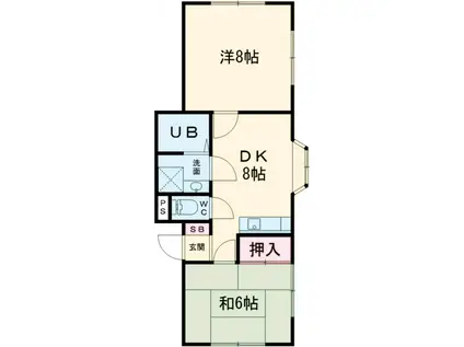 ライフメイト高徳 5番館(2LDK/1階)の間取り写真