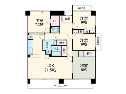 クレストステージ小牧(4LDK/8階)の間取り写真