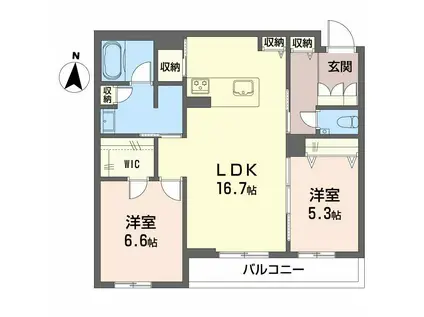 アルフラット オリーブ(2LDK/2階)の間取り写真